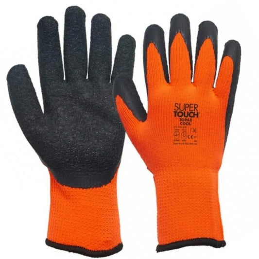 One Stop Truck Accessories Super Touch Topaz Cool Orange/Black Latex Gloves - Heavy Duty Orange - One Stop Truck Accessories Ltd